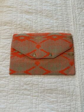 Stella & Dot Coral Orange Card Wallet Clutch